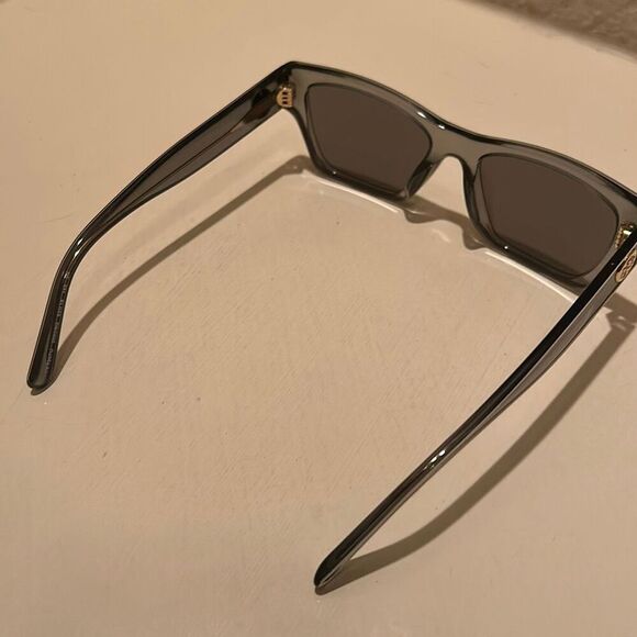 Tory Burch TY7207U Sunglasses Smoke Metallic Cream Trim Bold Futuristic Luxury main image 9